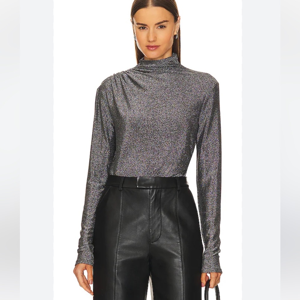 Veronica Beard NWT Mylie Metallic Ruched Top